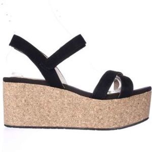 DKNY Franca Cork Platform Wedge Sandals